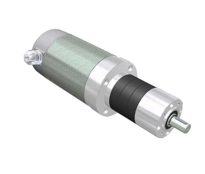 PA78-52 planetary geared motors 24VDC, 36VDC, 48VDC, 72VDC, 110VDC Epicyclic gear trains, 1 to 3 stages, max. torque 25 N.m at 25 rpm.